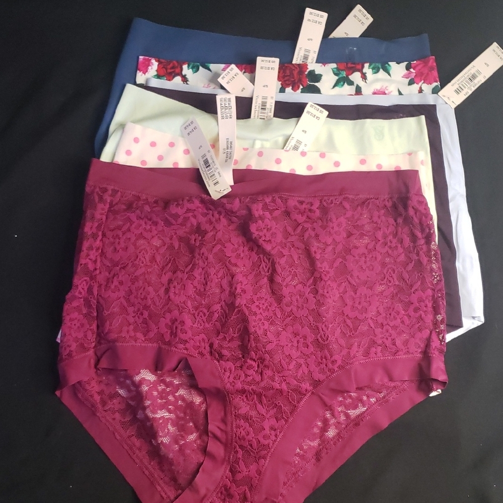 Victoria's Secret Floral and Lace Underwear Set - Burgundy, Pink, Blue